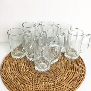 Vintage Etched Nautical Sailing Ship Glass Mug - Beer Glass - Stein Lot 8 Boat